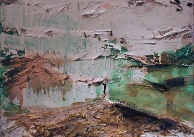 NR.M9, 40 X 40 CM, MIXED MEDIA PÅ LÆRRED