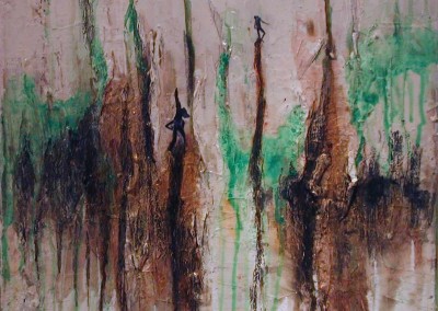 NR.M13, 40 X 40 CM, MIXED MEDIA PÅ LÆRRED