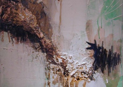 NR.M11, 40 X 40 CM, MIXED MEDIA PÅ LÆRRED