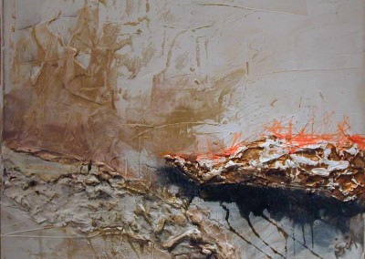 NR.M14, 40 X 40 CM, MIXED MEDIA PÅ LÆRRED