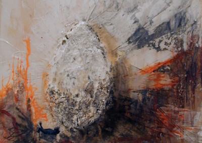 NR.M8, 40 X 40 CM, MIXED MEDIA PÅ LÆRRED