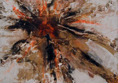 NR.M7, 40 X 40 CM, MIXED MEDIA PÅ LÆRRED