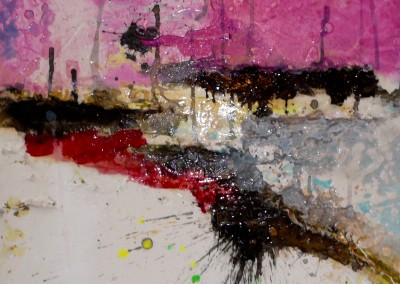 NR.M1, 40 X 40 CM, MIXED MEDIA, ACRYL PÅ LÆRRED